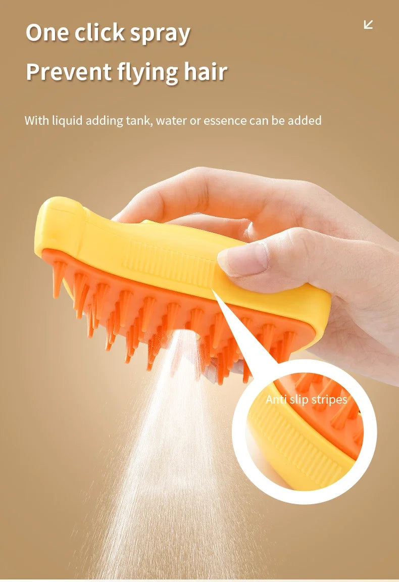 Rotate Steam Brush for Cat Dog Comb Electric Spray Removes Hair Cat Brush Soft Silicone Massage Grooming Comb Pet Accessories