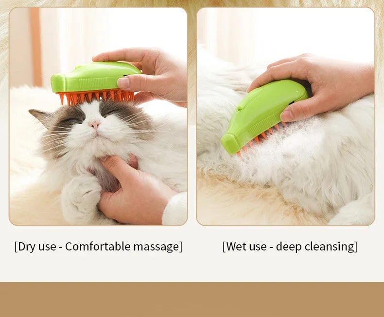 Rotate Steam Brush for Cat Dog Comb Electric Spray Removes Hair Cat Brush Soft Silicone Massage Grooming Comb Pet Accessories