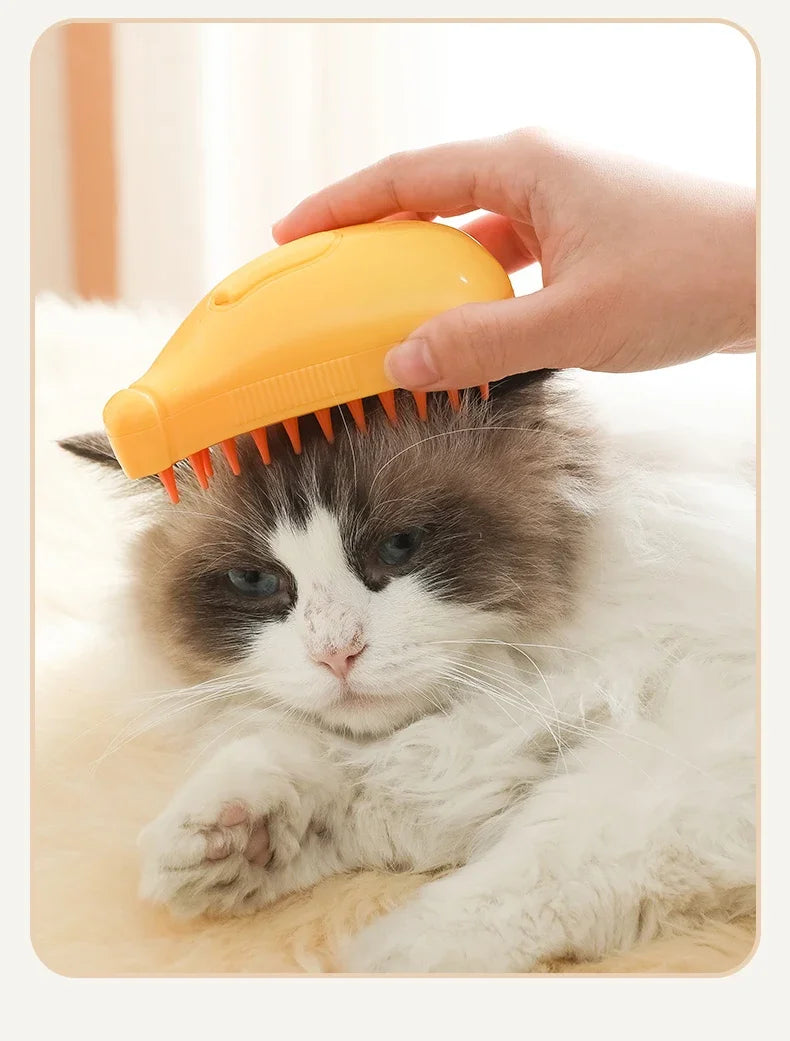 Rotate Steam Brush for Cat Dog Comb Electric Spray Removes Hair Cat Brush Soft Silicone Massage Grooming Comb Pet Accessories