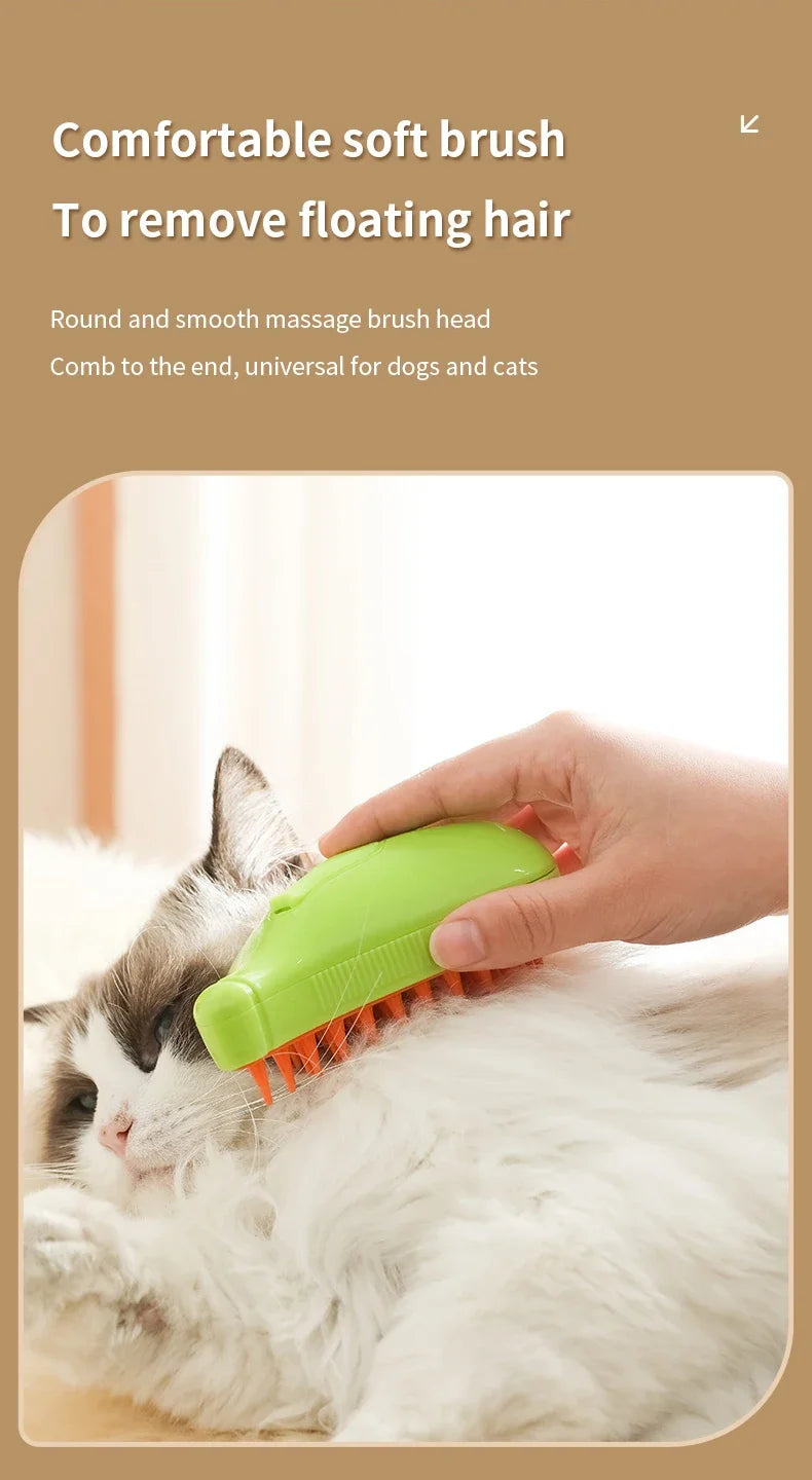Rotate Steam Brush for Cat Dog Comb Electric Spray Removes Hair Cat Brush Soft Silicone Massage Grooming Comb Pet Accessories