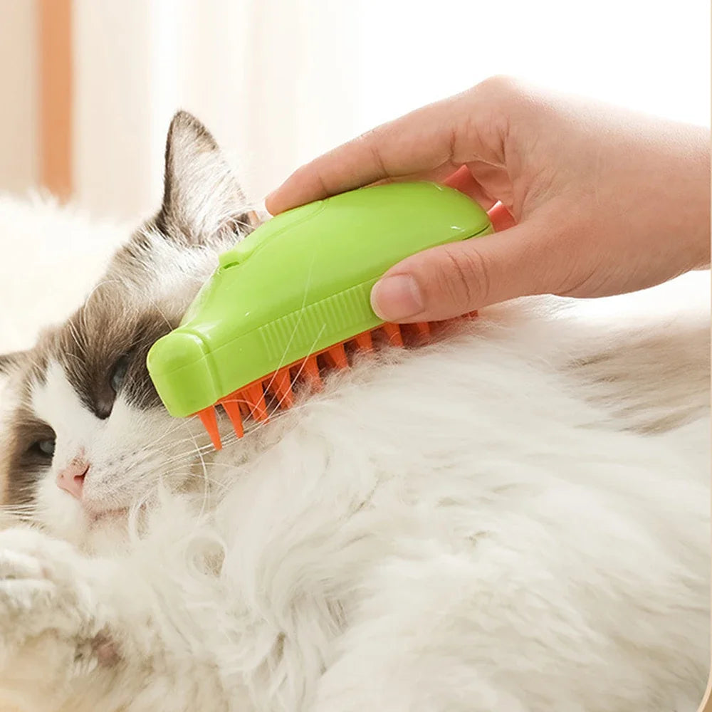 Rotate Steam Brush for Cat Dog Comb Electric Spray Removes Hair Cat Brush Soft Silicone Massage Grooming Comb Pet Accessories