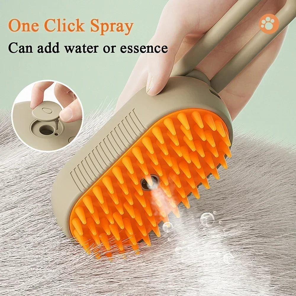 Rotate Steam Brush for Cat Dog Comb Electric Spray Removes Hair Cat Brush Soft Silicone Massage Grooming Comb Pet Accessories
